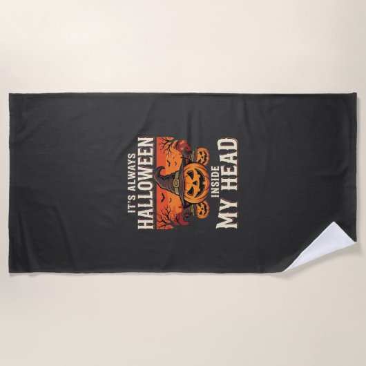 Immer Halloween-Kürbis-Hexen-Design_1 Strandtuch (Vorderseite)