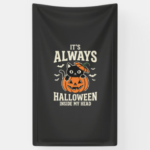 Immer Halloween-Schwarze-Katze-Kürbis-Design Banner