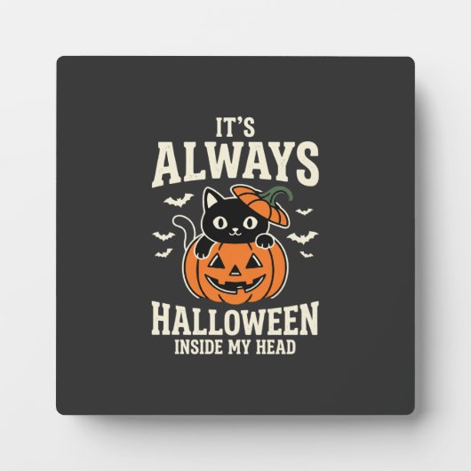 Immer Halloween-Schwarze-Katze-Kürbis-Design Fotoplatte (Vorderseite)