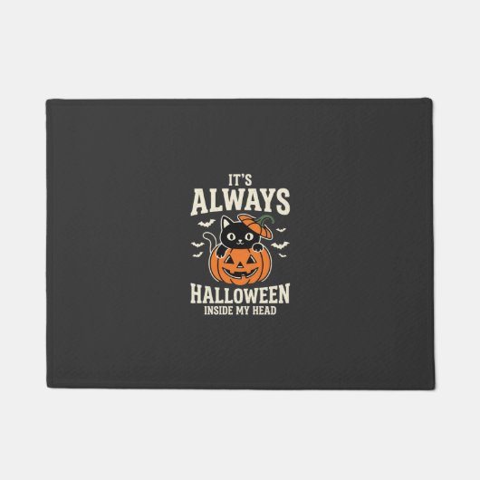 Immer Halloween-Schwarze-Katze-Kürbis-Design Fußmatte (Vorderseite)