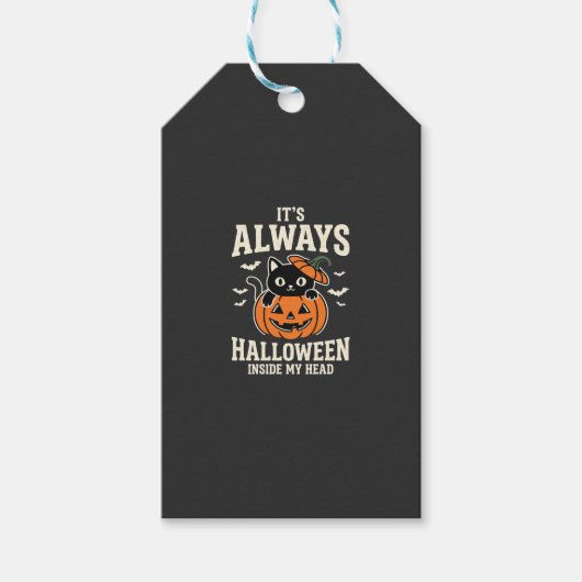 Immer Halloween Schwarze Katze Kürbis Design Geschenkanhänger (Vorderseite)