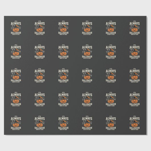 Immer Halloween-Schwarze-Katze-Kürbis-Design Geschenkpapier (Flach)