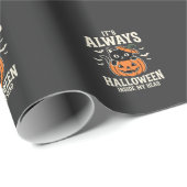 Immer Halloween-Schwarze-Katze-Kürbis-Design Geschenkpapier (Rolleneckpunkt)