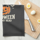 Immer Halloween Schwarze Katze Kürbis Design Geschirrtuch (Viertel Falte)