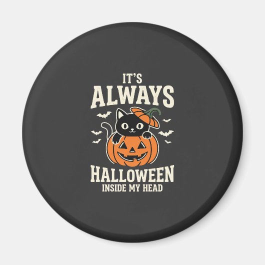 Immer Halloween Schwarze Katze Kürbis Design Magnet (Vorne)