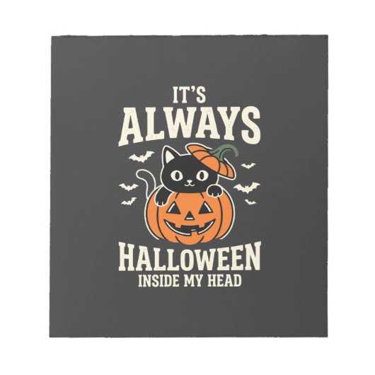 Immer Halloween-Schwarze-Katze-Kürbis-Design Notizblock (Vorderseite)
