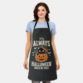 Immer Halloween-Schwarze-Katze-Kürbis-Design Schürze (Getragen)