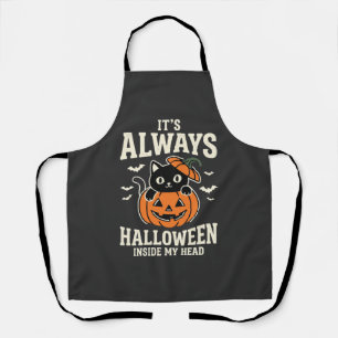 Immer Halloween-Schwarze-Katze-Kürbis-Design Schürze