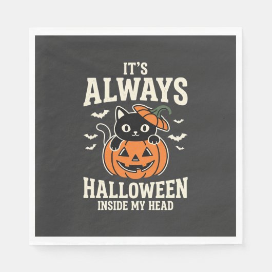 Immer Halloween Schwarze Katze Kürbis Design Serviette (Vorderseite)
