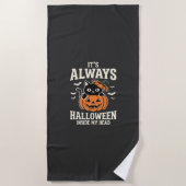 Immer Halloween-Schwarze-Katze-Kürbis-Design Strandtuch (Vorderseite)