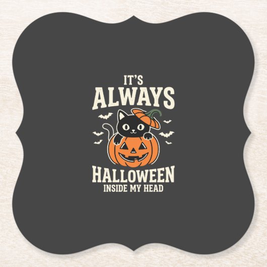 Immer Halloween Schwarze Katze Kürbis Design Untersetzer (Vorderseite)