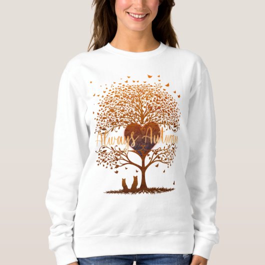 Immer Herbst Herz Erwachsener Sweatshirt (Vorderseite)