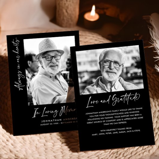 Immer im Herzen 2-Foto Beerdigung/Gedenkfeier Dankeskarte