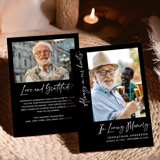 Immer im Herzen 2-Foto Beerdigung/Gedenkfeier Dankeskarte
