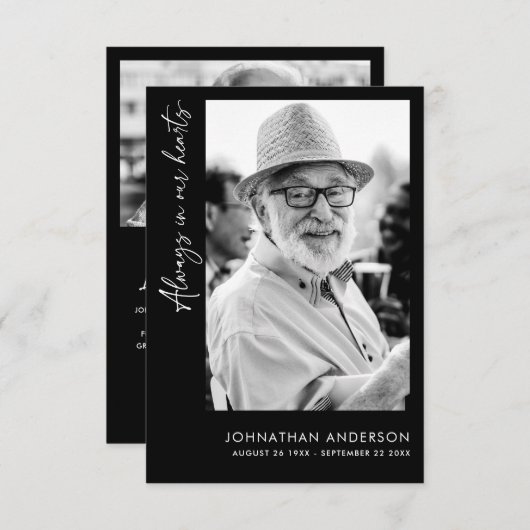 Immer im Herzen 2-Foto Beerdigung/Gedenkfeier Dankeskarte (Vorne/Hinten)