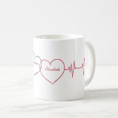 Immer im Herzen verbunden, Personalisierter Name Kaffeetasse (VorderseiteRechts)