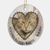 Immer in unserem Hearts Cat Foto Memorial Keramik Ornament (Links)