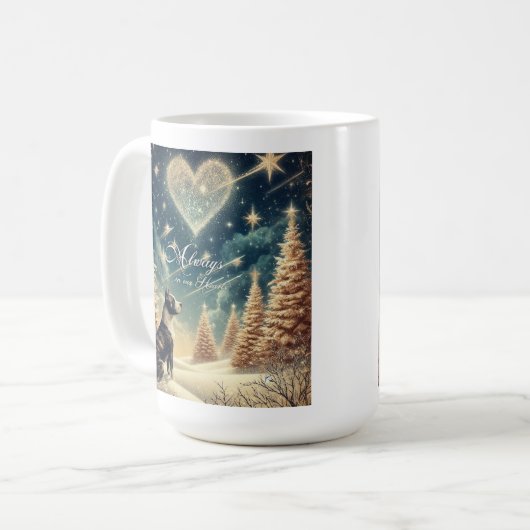 Immer in unserem Herz Weihnachtsschmuck Pit Bull Kaffeetasse (Vorderseite Links)