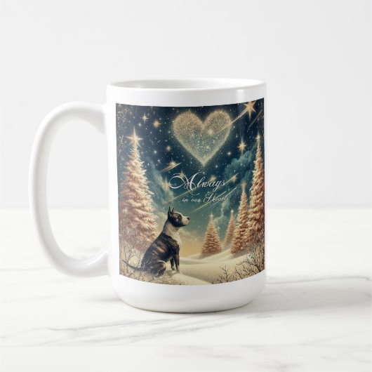 Immer in unserem Herz Weihnachtsschmuck Pit Bull Kaffeetasse (Links)