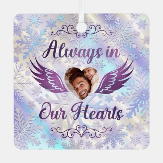 Immer in unseren Herzen - Personalisiertes Memoria Ornament Aus Metall (Vorderseite)