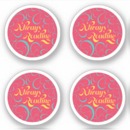 Immer lesen | Hellrosa Blau Gelb und Wirbel Aufkleber