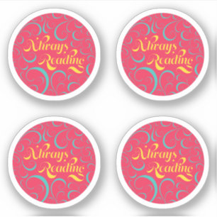 Immer lesen Hellrosa Blau Gelb und Wirbel Aufkleber