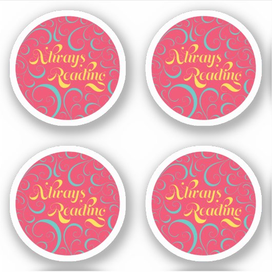 Immer lesen | Hellrosa Blau Gelb und Wirbel Aufkleber (Vorderseite)