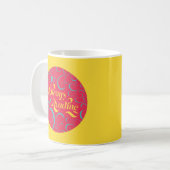 Immer lesen | Hellrosa Blau Gelb und Wirbel Kaffeetasse (Vorderseite Links)