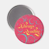 Immer lesen | Hellrosa Blau Gelb und Wirbel Magnet (Vorderseite/Rückseite)