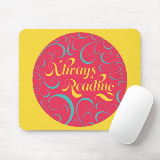 Immer lesen | Hellrosa Blau Gelb und Wirbel Mousepad (Mit Mouse)