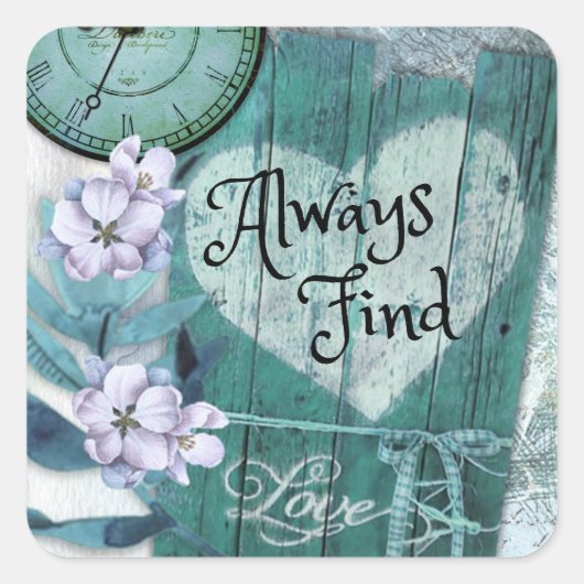 Immer Liebe finden Quadratischer Aufkleber (Vorderseite)