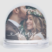 Immer Liebe Herzt Valentine Personalisiertes Foto Schneekugeln (Rückseite)
