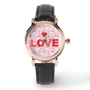 Immer LIEBE mit dem Roten Herz Valentinstag Armbanduhr