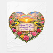 Immer mein Schwester Florales Herz Fleece-Decke Fleecedecke (Vorderseite)