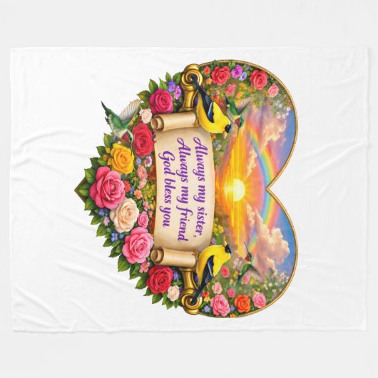 Immer mein Schwester Florales Herz Fleece-Decke Fleecedecke (Vorderseite (Horizontal))