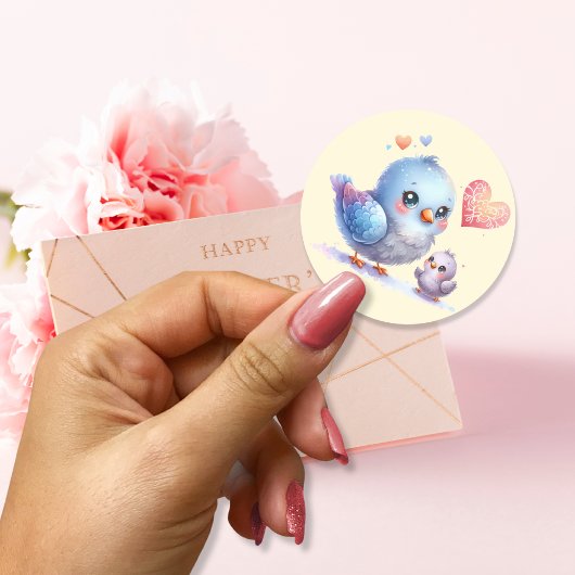 Immer meine Mutter - Bird Mum & Baby Runder Aufkleber