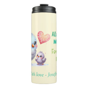 Immer meine Mutter - Bird Mum & Baby Yellow Thermosbecher