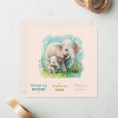 Immer meine Mutter - Elefantenmutter und Baby Pink Mitteilungskarte (Vorderseite/Rückseite Beispiel)