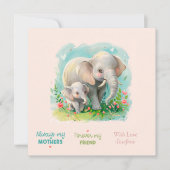 Immer meine Mutter - Elefantenmutter und Baby Pink Mitteilungskarte (Vorderseite)
