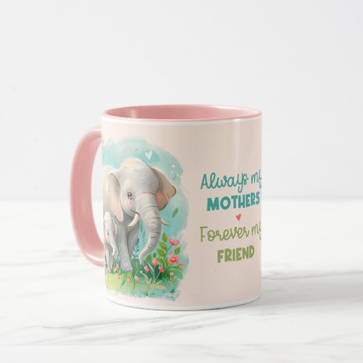 Immer meine Mutter - Elefantenmutter und Baby Pink Tasse (Vorderseite Links)