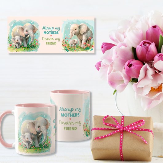 Immer meine Mutter - Elefantenmutter und Baby Pink Tasse