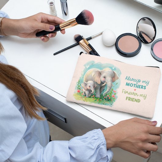 Immer meine Mutter - Elefantenmutter und Baby Pink Zubehörtasche