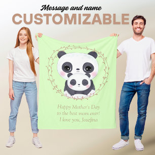 Immer meine Mutter - Panda Mum & Baby Green Fleecedecke