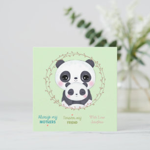 Immer meine Mutter - Panda Mum & Baby Green Mitteilungskarte