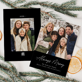 Immer Merry Black Minimalistisch 2 Foto Feiertagskarte