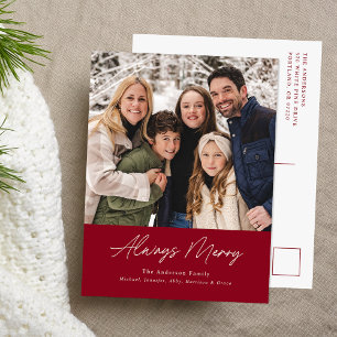 Immer Merry Cranberry Minimalistisches Foto Feiertagspostkarte