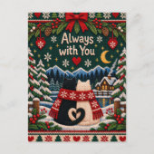Immer mit Dir Gestrickte Weihnachtskatzen Postkarte (Vorderseite)