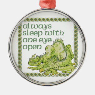 Immer mit einem offenen Auge schlafen Drache Ornament Aus Metall