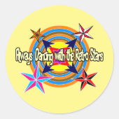 Immer mit Retro-Stars tanzen Runder Aufkleber (Vorderseite)