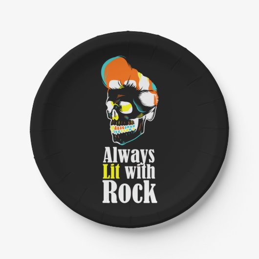 Immer mit Rock beleuchtet Pappteller (Vorderseite)